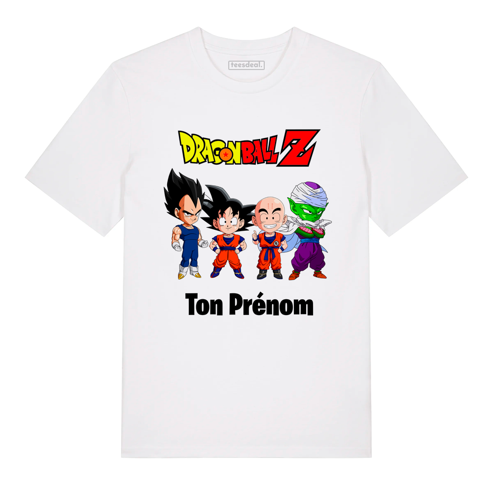 Tshirt DBZ Goku Vegeta Krilin Piccolo Avec Prénom Personnalisé