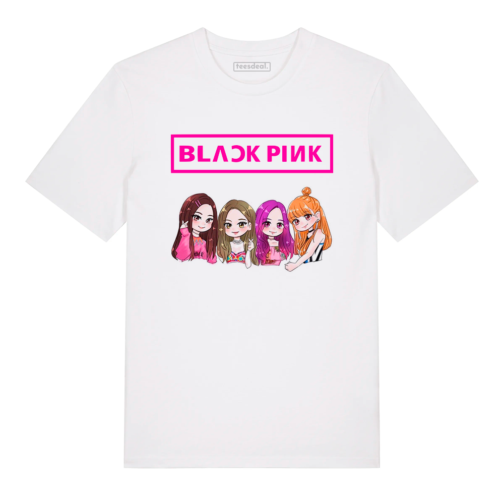 Tshirt Black Pink Cute Band KPOP Cartoon