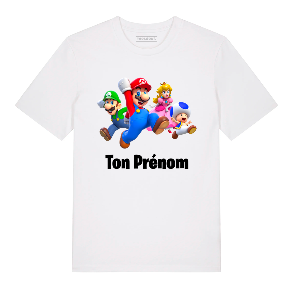 Tshirt Super Mario Bros Luigi Peach Toad Avec Prénom Personnalisé