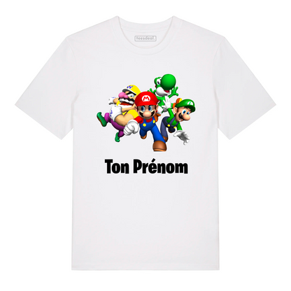 Tshirt Super Mario Wario Luigi Yoshi Avec Prénom Personnalisé