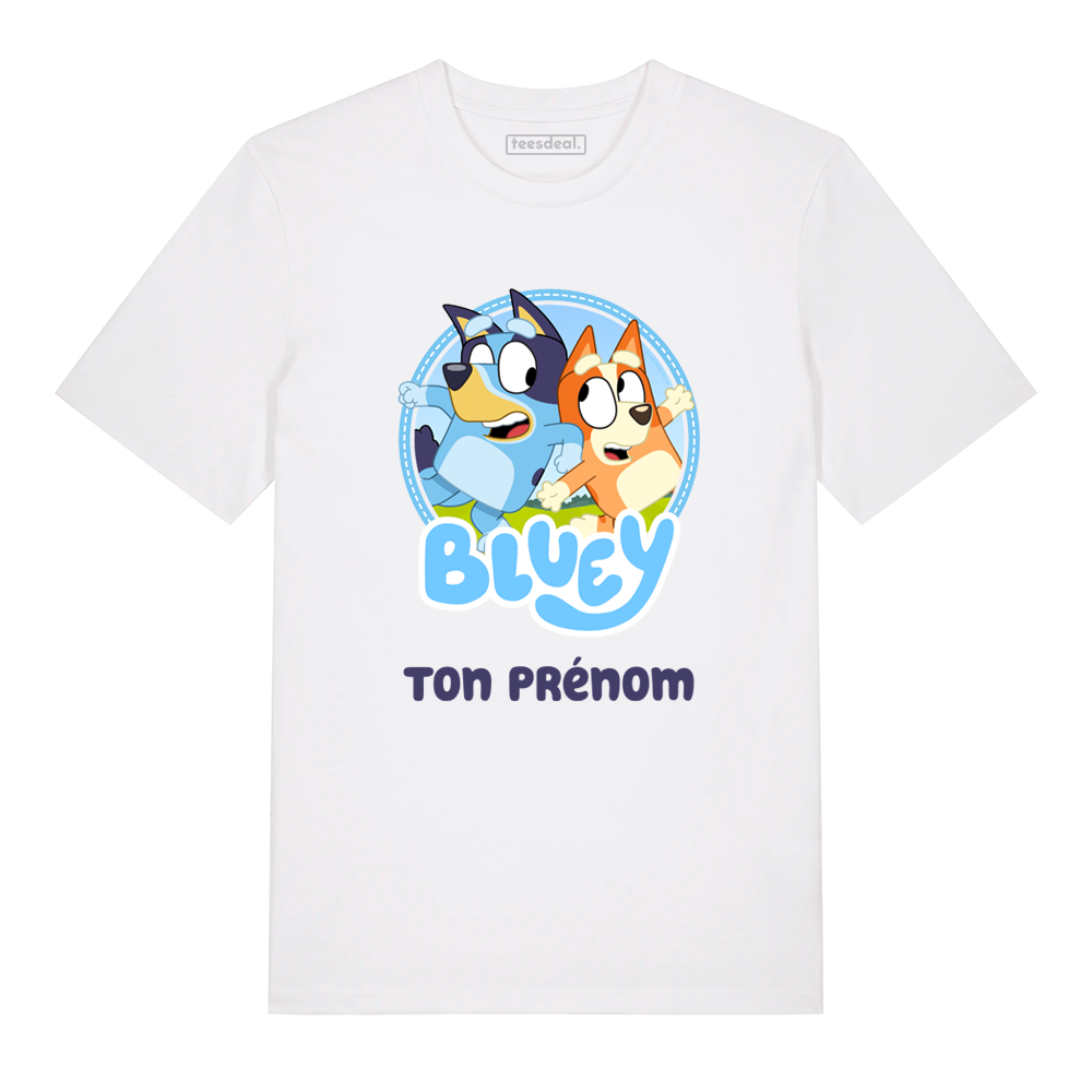 Tshirt Bluey & Bingo Avec Prénom Personnalisé